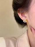 AWT-118 Korean Leaf Sparkling Pearl Earrings –