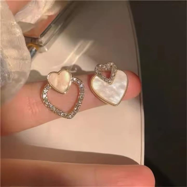 PJT-987 Beautifull Korean Heart Shape Zircon Earrings