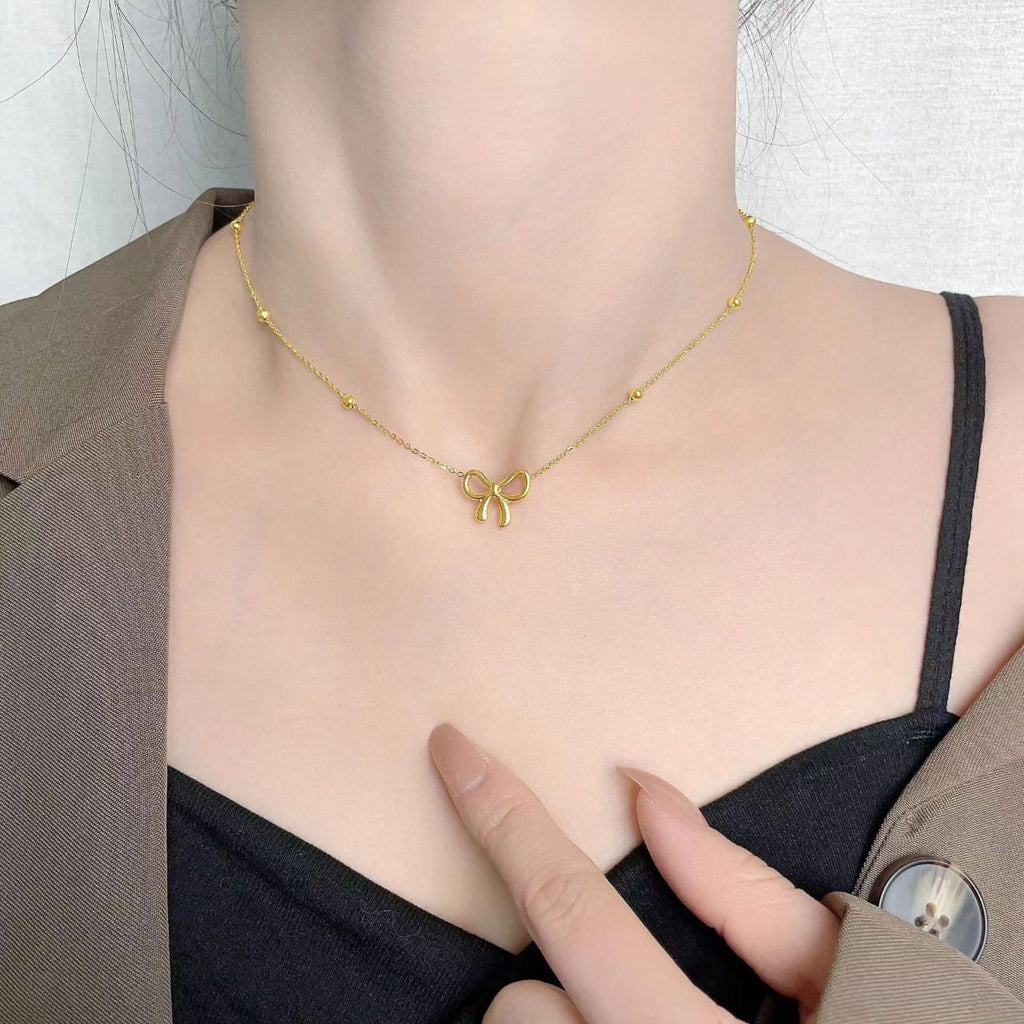 QCT-176 Knot Shape Ball Stainless Steel Necklace