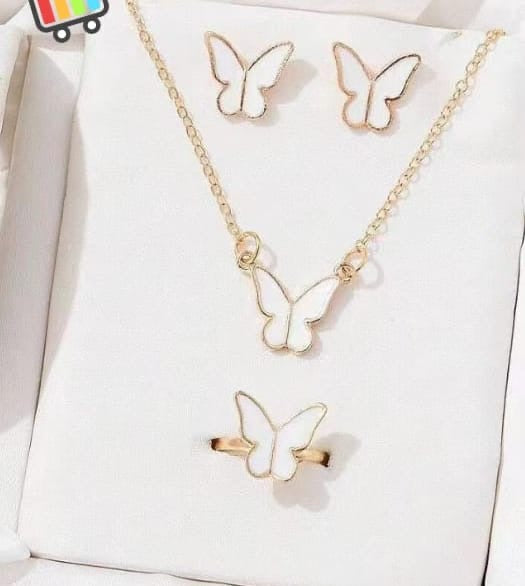 Butterfly Set, Pack Of 4 / Pendants Necklace Earrings Ring For Women Jewelry