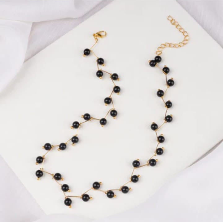 Zig Zag  Black Choker With Earrings for girls