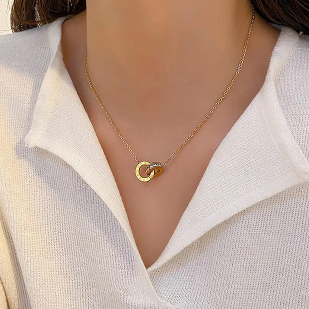 QCT-175 Roman Circle Stainless Steel Necklace