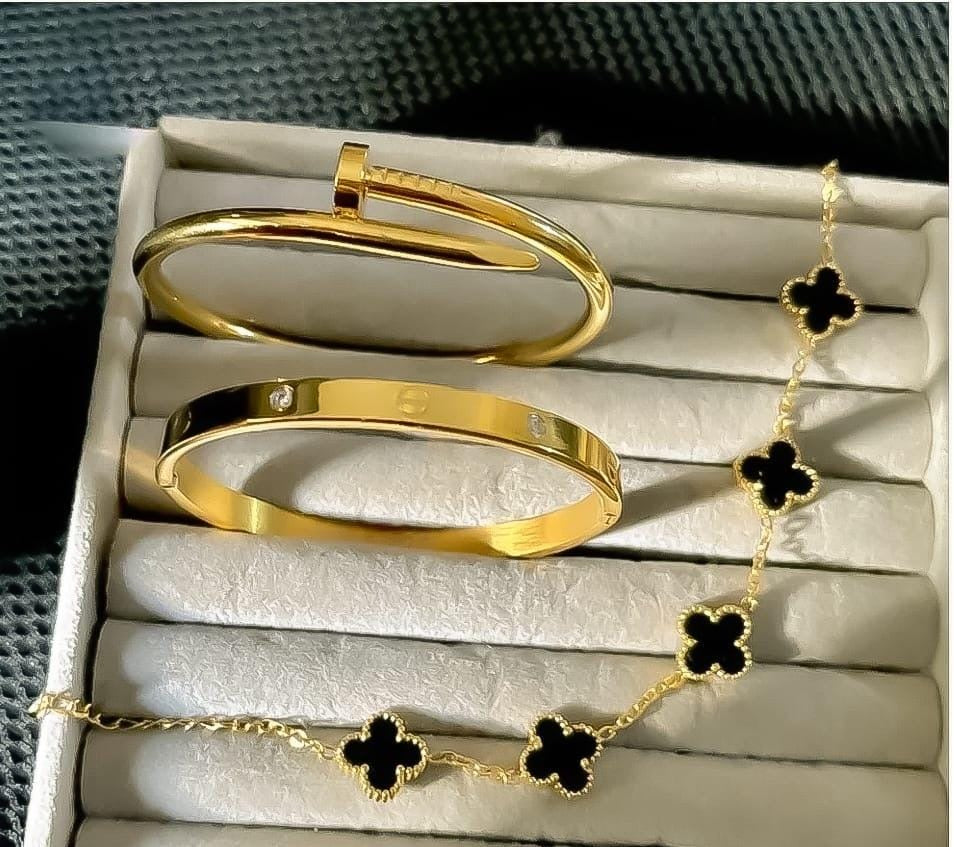 3 PC Stainless Steel Bangle Set for Women