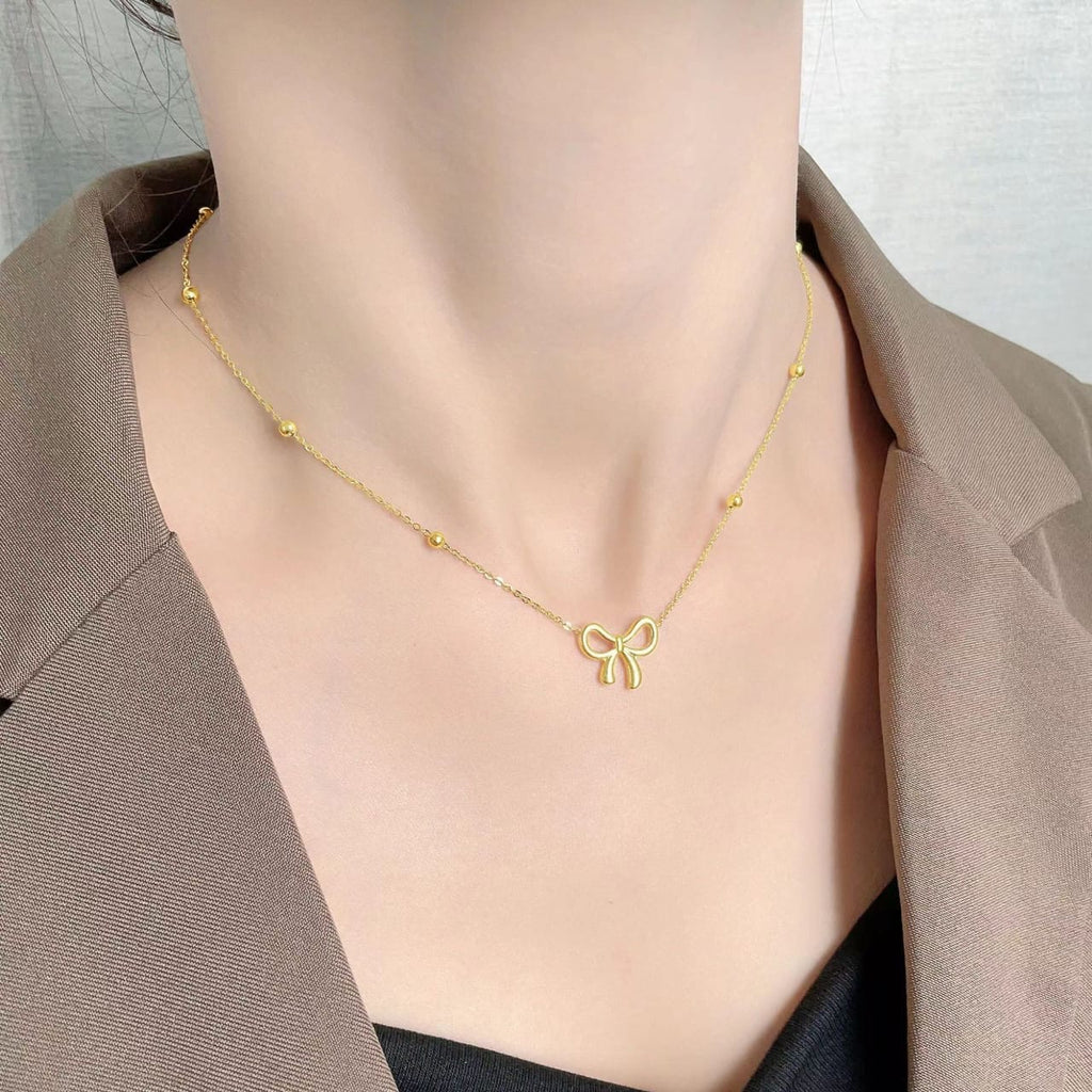 QCT-176 Knot Shape Ball Stainless Steel Necklace