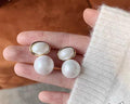 Oval Shape Marble Korean Style Earings
