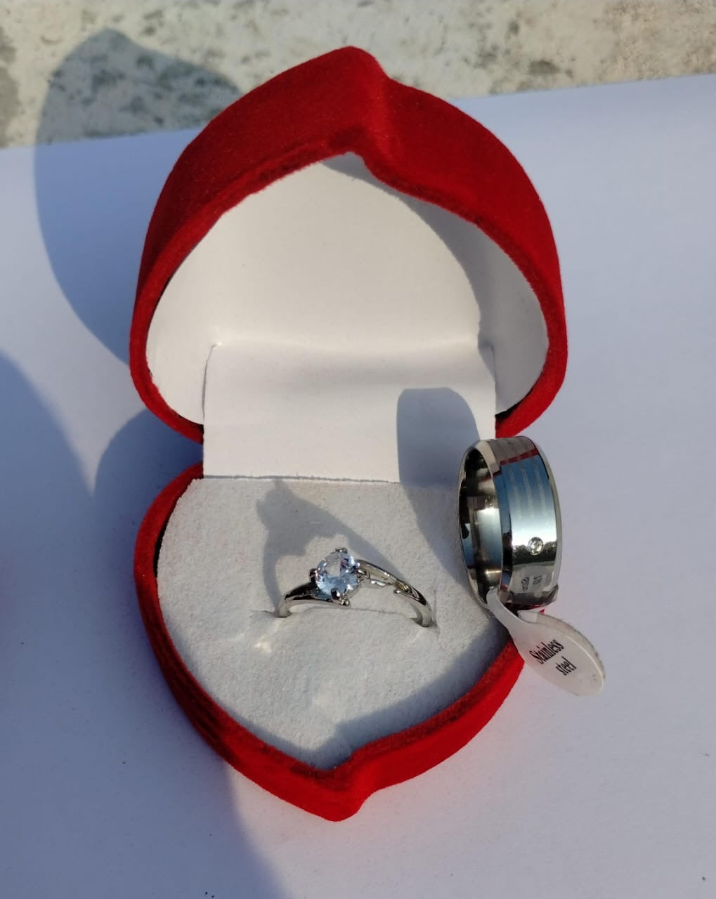 Elegant Stainless Steel Eternal Promise Couple Ring Set