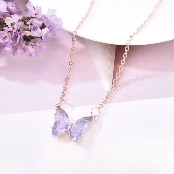 Crystal Butterfly Pendant Necklace