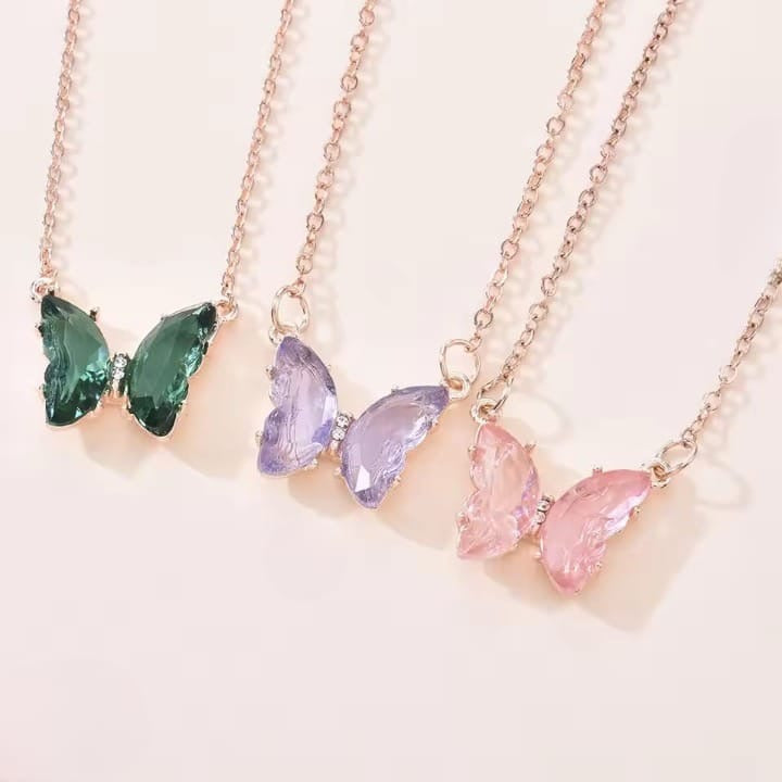 Crystal Butterfly Pendant Necklace