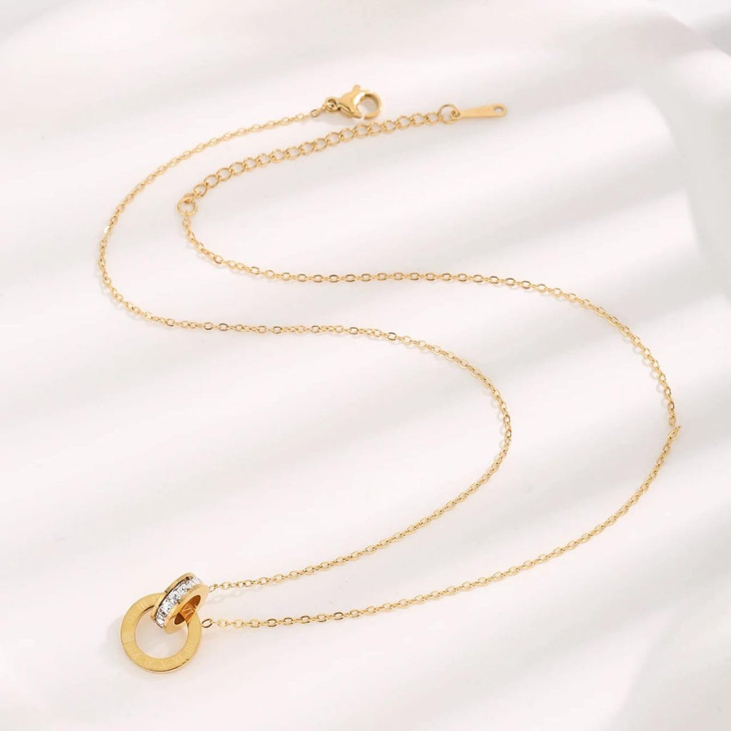 QCT-175 Roman Circle Stainless Steel Necklace