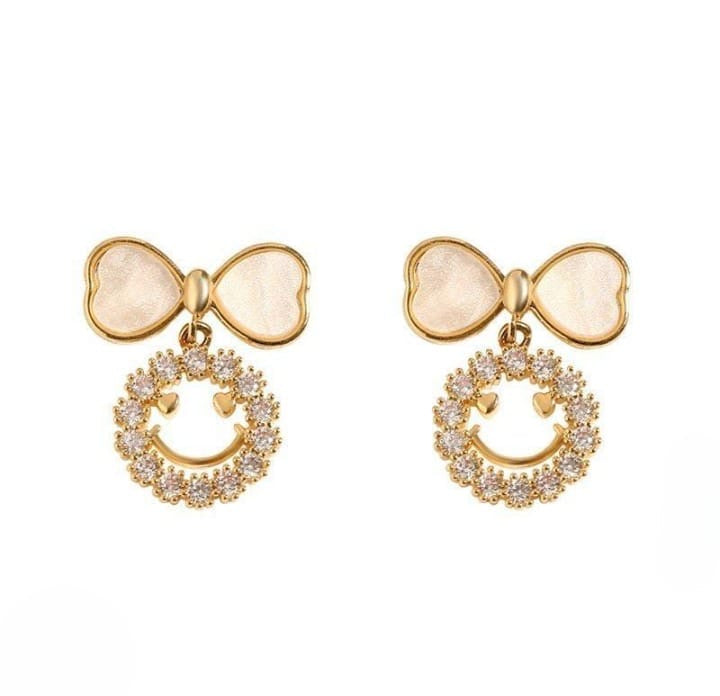 PXT-988 Smiley Face Zircon Korean Earrings