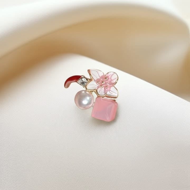 Crystal Flower Korean Earrings – Elegant Floral Design